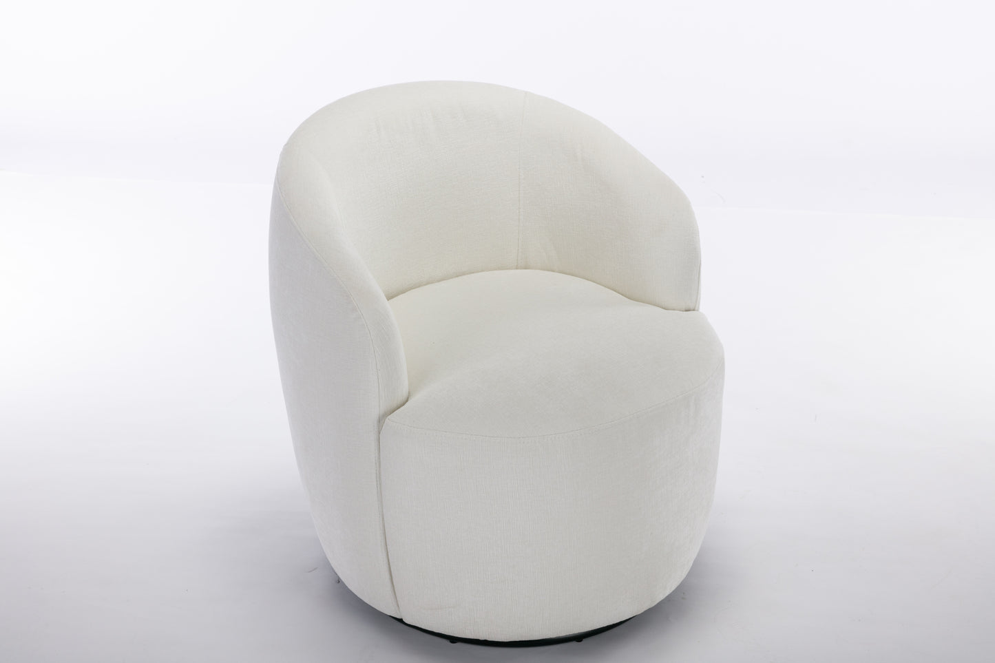 Fabric Swivel Accent Armchair Barrel Chair With Black Powder Coating Metal Ring,Ivory