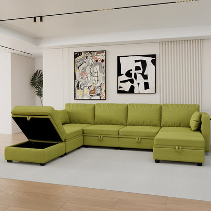 Modular Sectional Sofa U Shaped Modular Couch with Reversible Chaise Modular Sofa Sectional Couch with Storage Seats