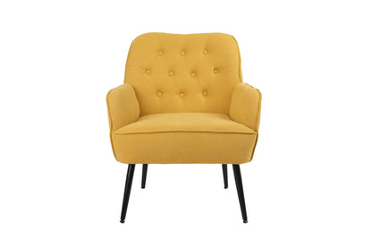 Modern Mid Century Chair Linen Sherpa Armchair for Living Room Bedroom Office Easy Assemble(Yellow)