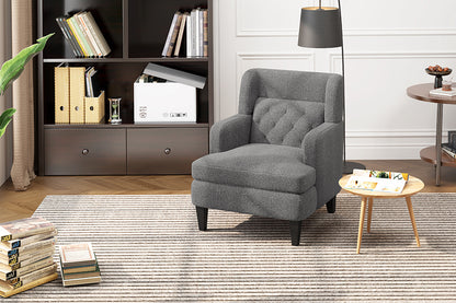 Upholstered Accent Chair Tufted Armchair for Living Room and Bedroom, Dark Grey