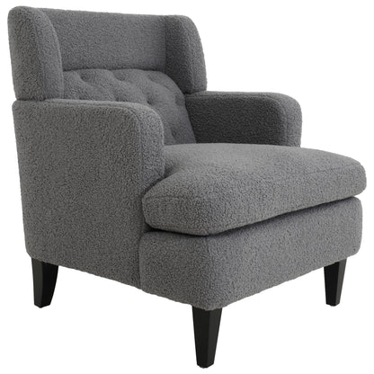 Upholstered Accent Chair Tufted Armchair for Living Room and Bedroom, Dark Grey