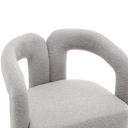 360 Degree Swivel Cuddle Barrel Accent Chairs, Round Armchairs with Wide Upholstered, Fluffy Fabric Chair for Living Room, Bedroom, Office, Waiting Rooms (Light Gray Boucle)