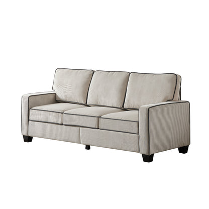 Living Room Sofa with Storage Beige Corduroy