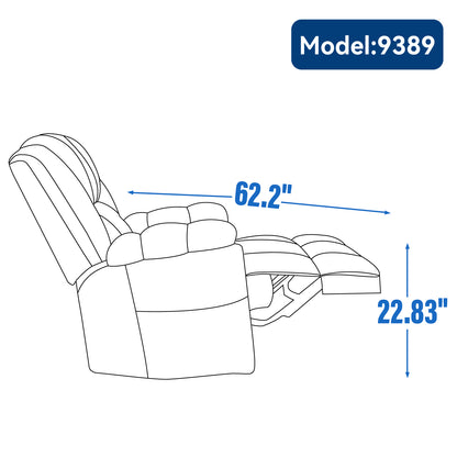 Manual Recliner Chair with Rocker and Swivel in Fabric for Living Room, Beige