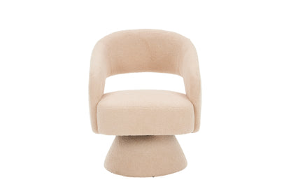 Swivel Accent Chair Armchair, Round Barrel Chair in Fabric for Living Room Bedroom,Nude Teddy