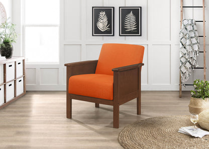 Durable Accent Chair 1pc Luxurious Orange Upholstery Plush Cushion Comfort Modern Living Room Furniture