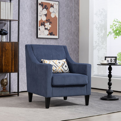 Modern Accent Chair,Upholstered Armchair with Scooped Arms for Bedroom,Apartment,Studio,Office,Waiting Room(Blue Corduroy)