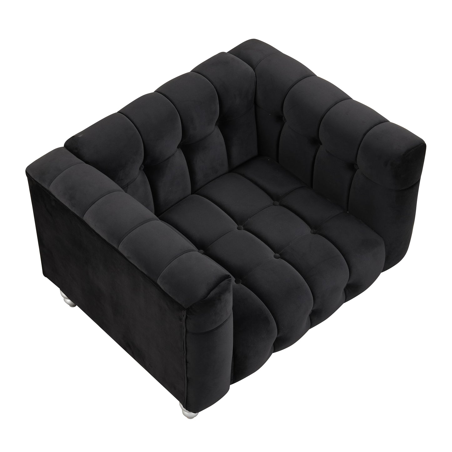 42" Modern Sofa Dutch Fluff Upholstered sofa with solid wood legs, buttoned tufted backrest,