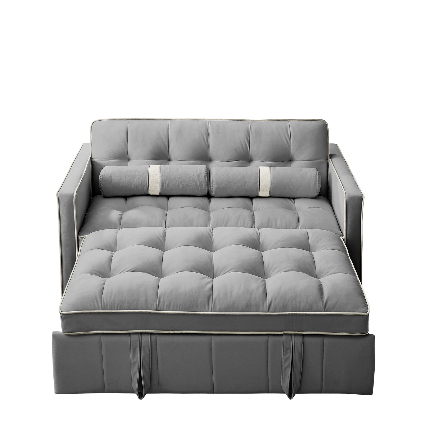 Modern 55.5" Pull Out Sleep Sofa Bed 2 Seater Loveseats Sofa Couch with side pockets, Adjsutable Backrest and Lumbar Pillows for Apartment Office Living Room