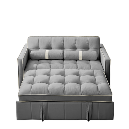 Modern 55.5" Pull Out Sleep Sofa Bed 2 Seater Loveseats Sofa Couch with side pockets, Adjsutable Backrest and Lumbar Pillows for Apartment Office Living Room