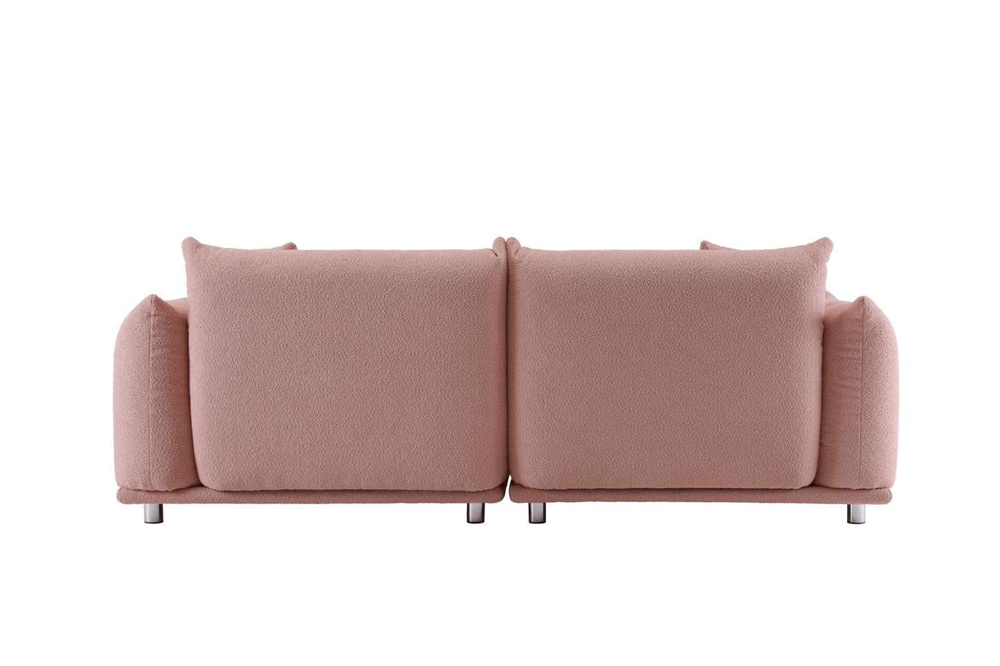 Oversized Loveseat Sofa for Living Room, Sherpa Sofa with Metal Legs, 3 Seater Sofa, Solid Wood Frame Couch with 2 Pillows, for Apartment Office Living Room - PINK