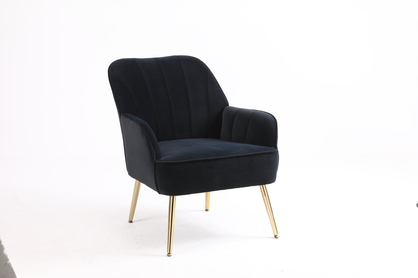 Modern Mid Century Chair velvet Sherpa Armchair for Living Room Bedroom Office Easy Assemble(NAVY)