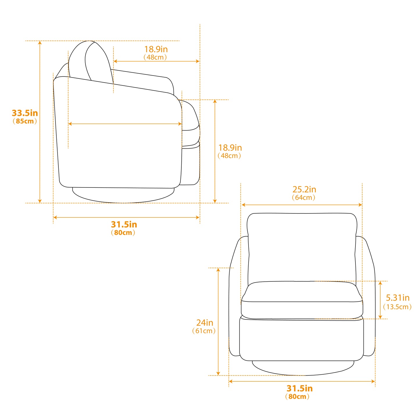 31.5"W Swivel Accent Chair and Comfy Round Accent Single Sofa Chair, 360 Degree Club Chair, Lounge Armchair for Living Room,Bedroom.Nursery.Beige Chenille