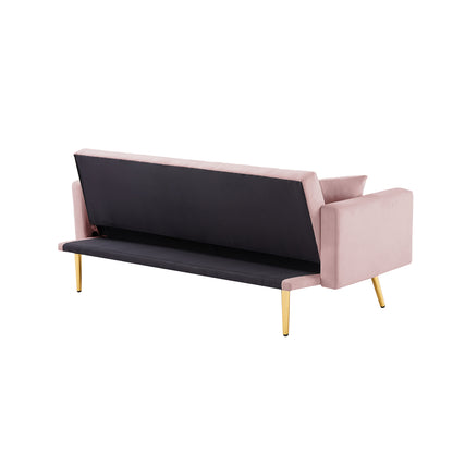 PINK Convertible Folding Futon Sofa Bed, Sleeper Sofa Couch for Compact Living Space.