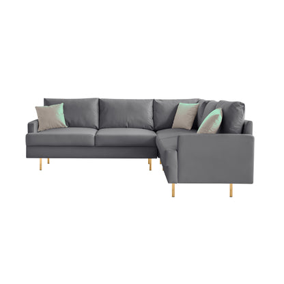 L-Shaped Corner Sectional Technical leather Sofa with pillows,dark grey,89.8*89.8''