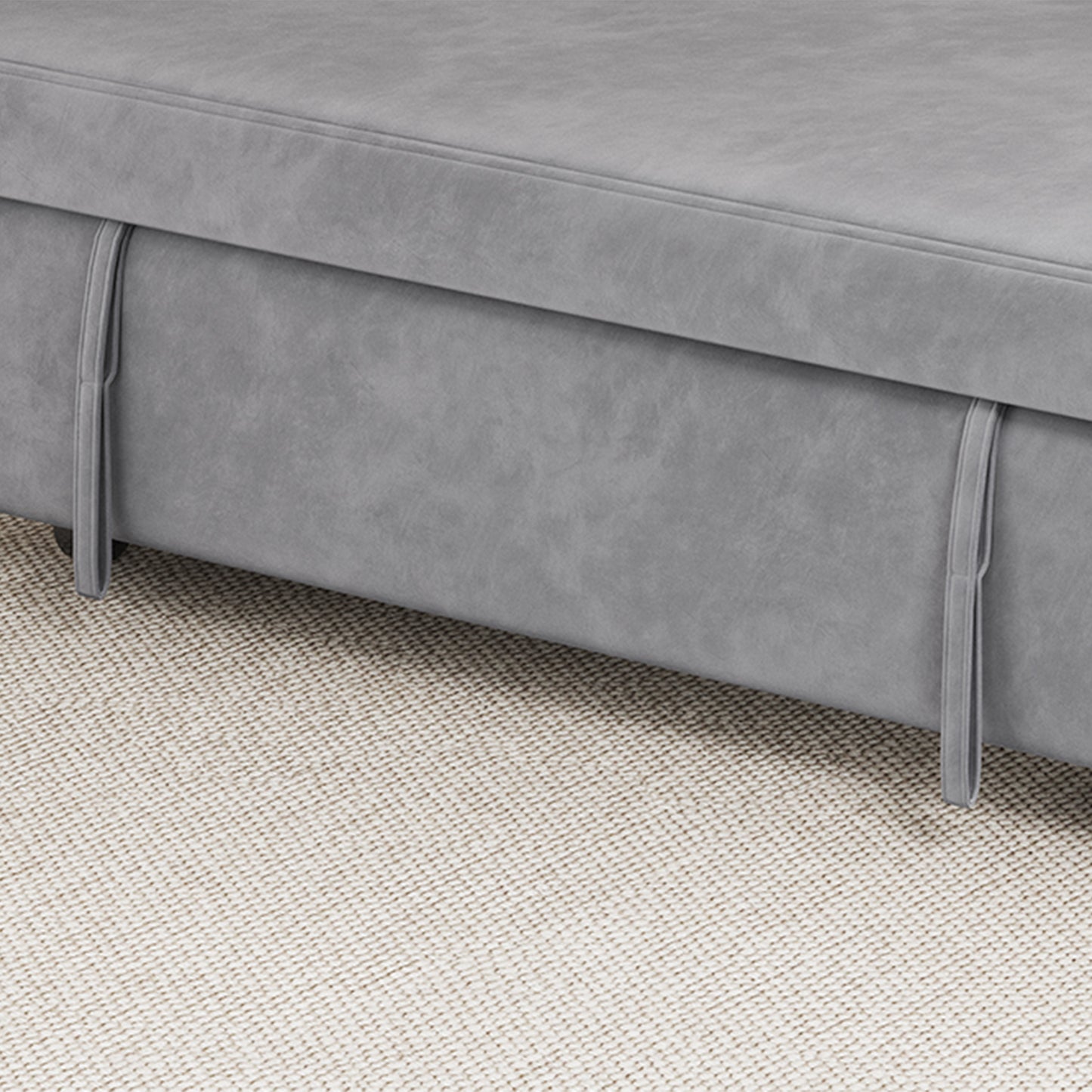 Sofa Pull Out Bed Included Two Pillows 54" Grey Velvet Sofa for Small Spaces