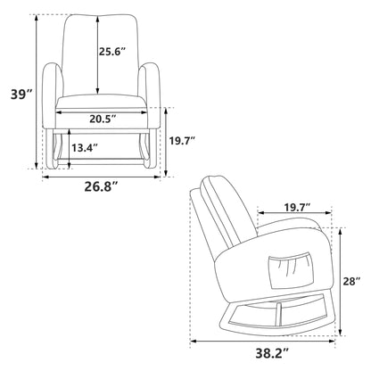 26.8"W Modern Rocking Chair for Nursery, Mid Century Accent Rocker Armchair With Side Pocket, Upholstered High Back Wooden Rocking Chair for Living Room Baby Kids Room Bedroom, Mustard Boucle