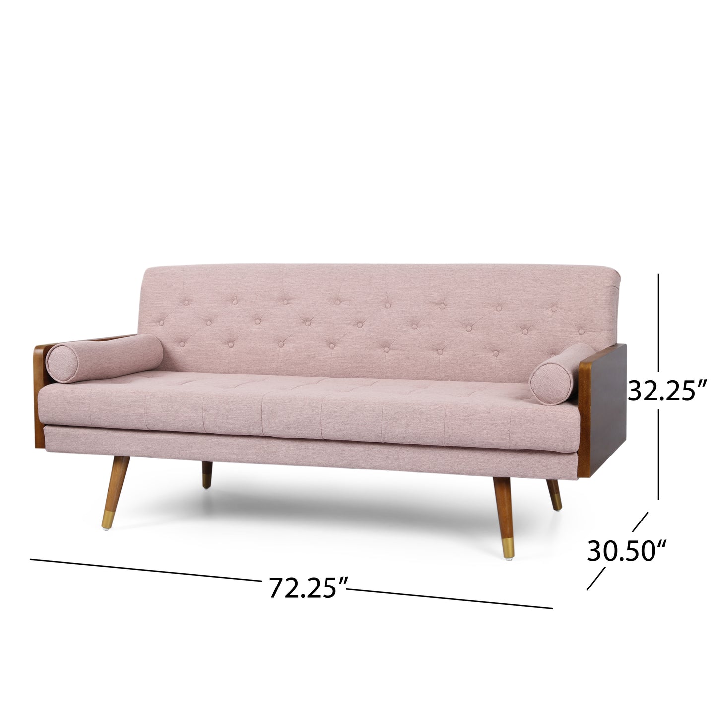 Mid-Century Modern Tufted Fabric Sofa