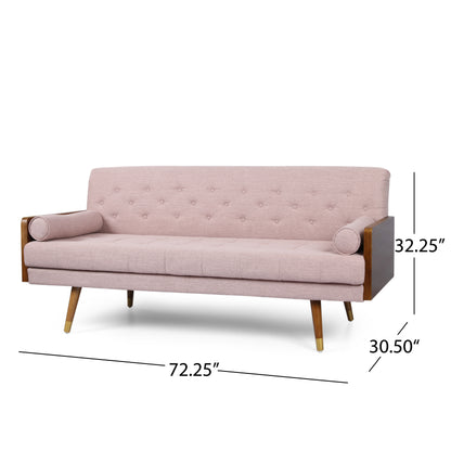 Mid-Century Modern Tufted Fabric Sofa