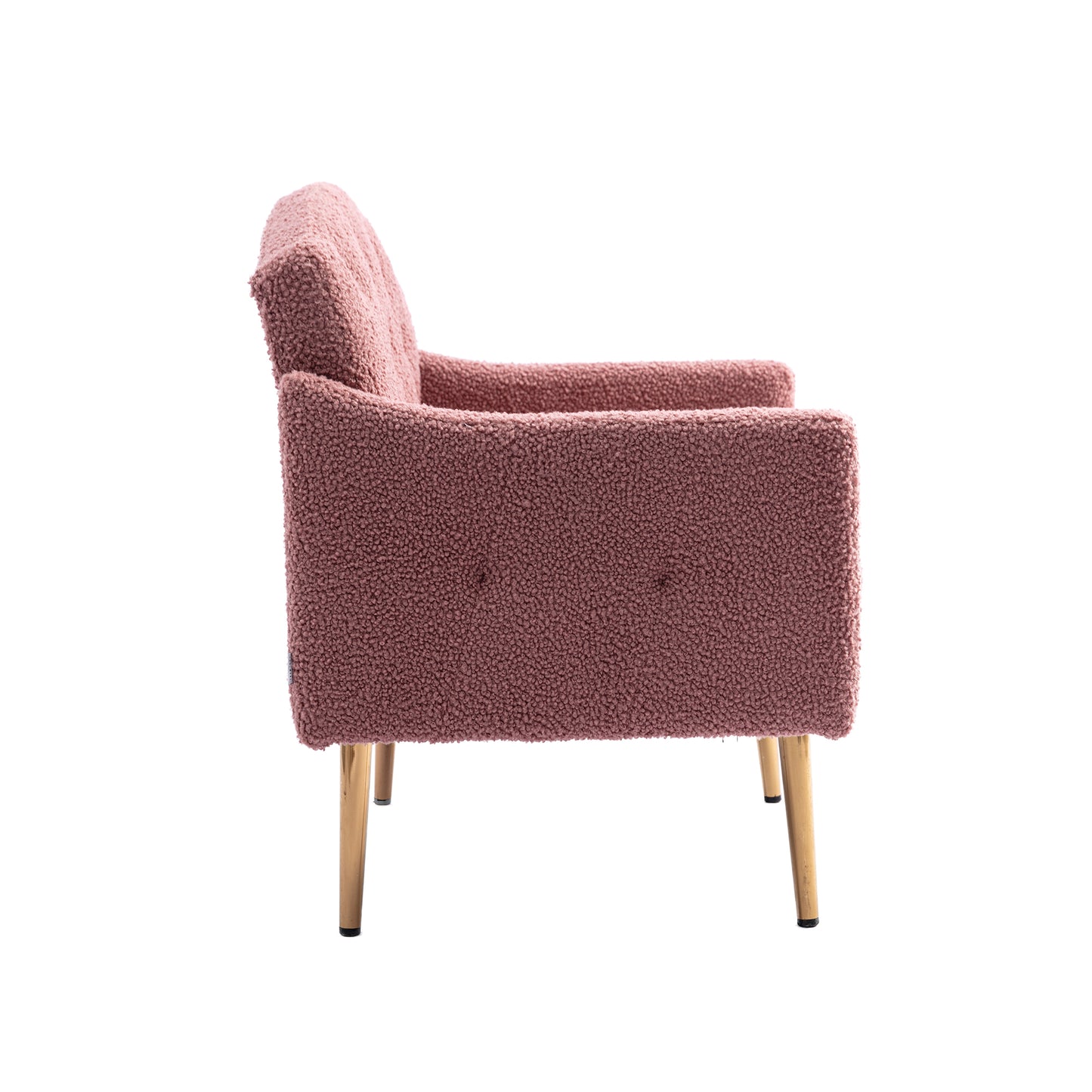 Modern Accent Chair with Arms, Tufted Decorative Fabric Armchair with Gold Metal Legs, Upholstered Reading Chair for Living Room Bedroom Office