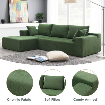 109*68" Modular Sectional Living Room Sofa Set, Modern Minimalist Style Couch, Upholstered Sleeper Sofa for Living Room, Bedroom, Salon, 2 PC Free Combination, L-Shape, Green