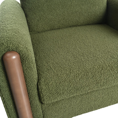 Oversized Accent Chair, Upholstered Living Room Chairs Single Sofa Chair with Walnut Legs, Curved handrail, Green