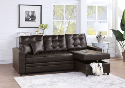 SECTIONAL in Black Faux Leather