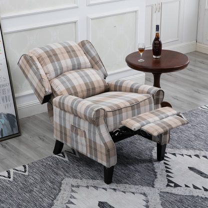 Armchair Sofa Comfortable Upholstered leisure chair / Recliner Chair for Living Room(Beige Check)