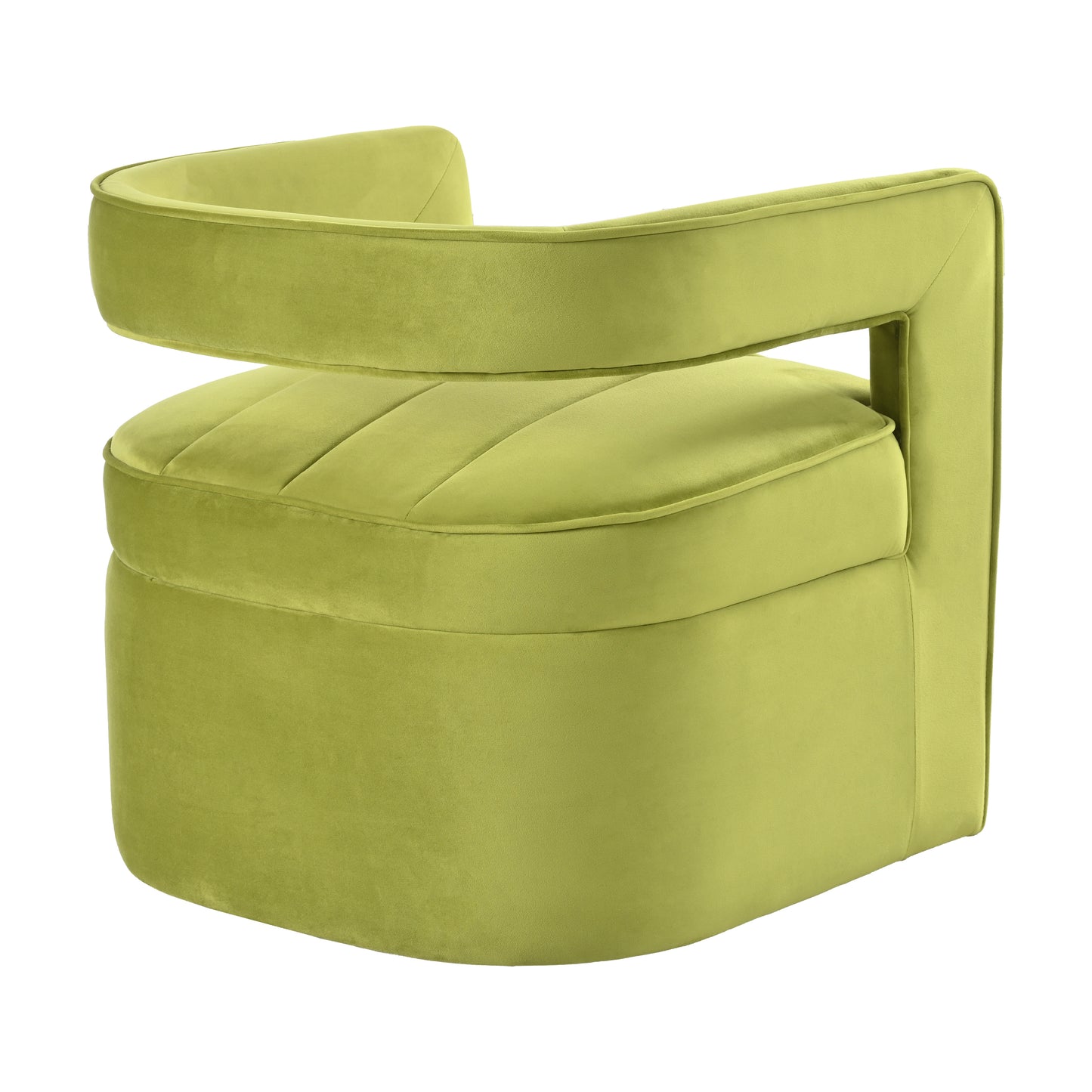 Modern Velvet Accent Chair with Ribbed Detail, Luxury Curved Fully Upholstered Accent Chair, Green (No Assembly Needed)