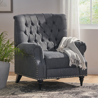 Classic Style Charcoal Fabric Push Back Chair