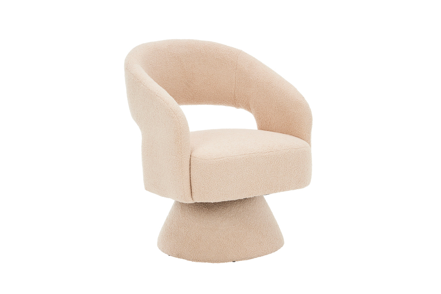 Swivel Accent Chair Armchair, Round Barrel Chair in Fabric for Living Room Bedroom,Nude Teddy