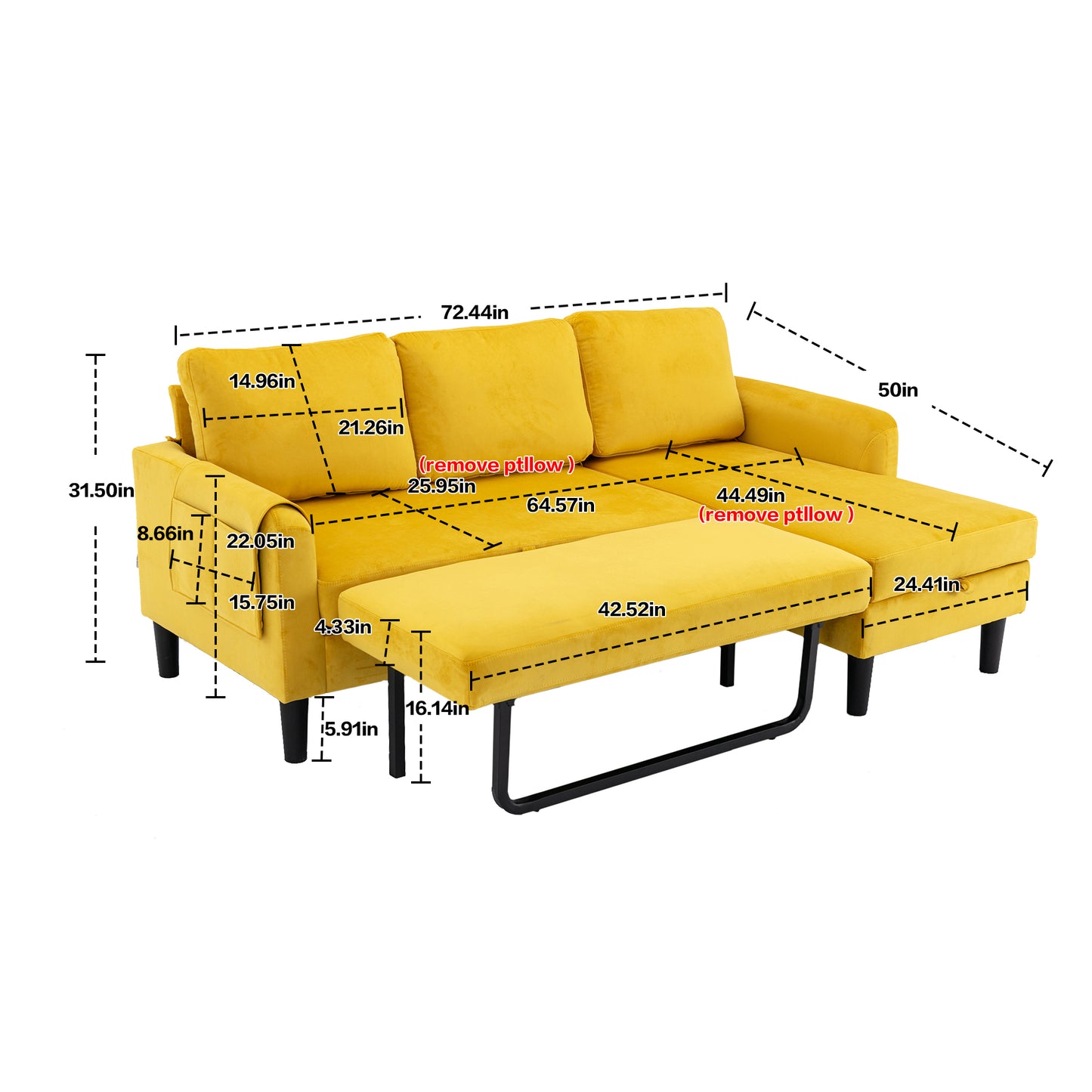 Sectional Sofa Reversible Sectional Sleeper Sectional Sofa with Storage Chaise