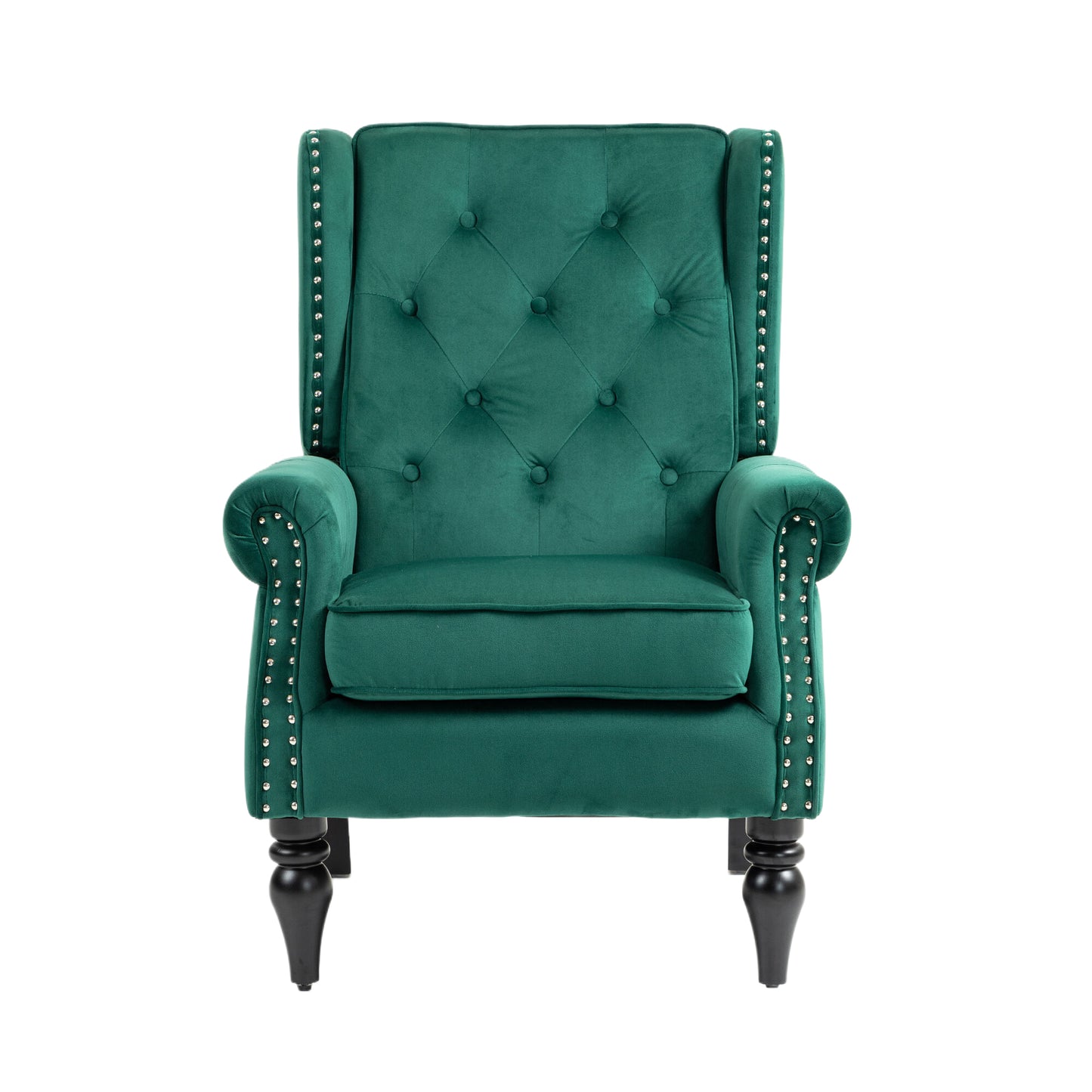 Wood Frame Armchair, Modern Accent Chair Lounge Chair with Sturdy Wood Legs for Living Room Bedroom(Green)