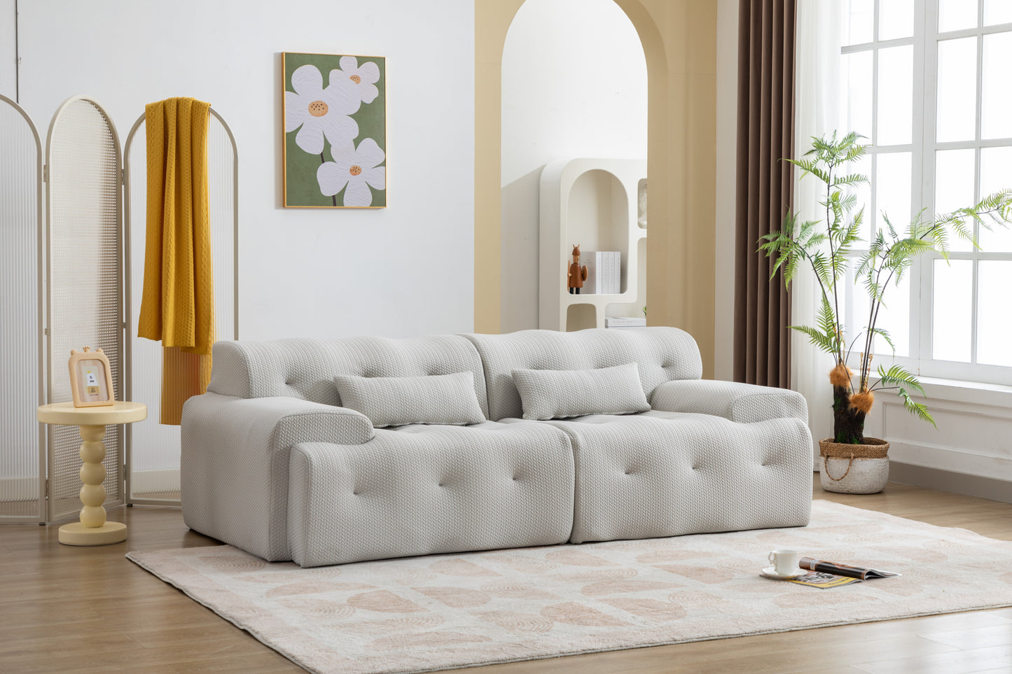 Large Size 2 Seater Sofa, Pure Foam Comfy Sofa Couch, Modern Lounge Sofa for Living Room, Apartment