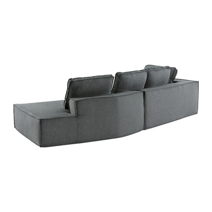 125" Stylish Chaise Lounge Modern Indoor Lounge Sofa Sleeper Sofa with Clean Lines for Living Room, Grey