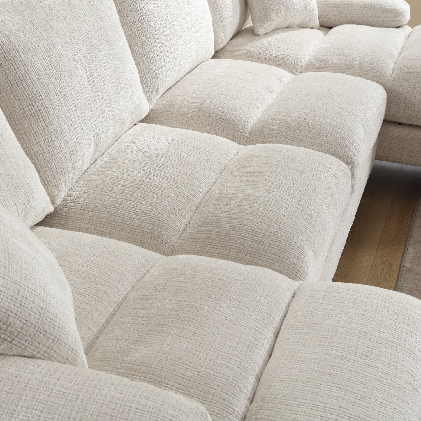 Modern Large chenille Fabric U-Shape Sectional Sofa