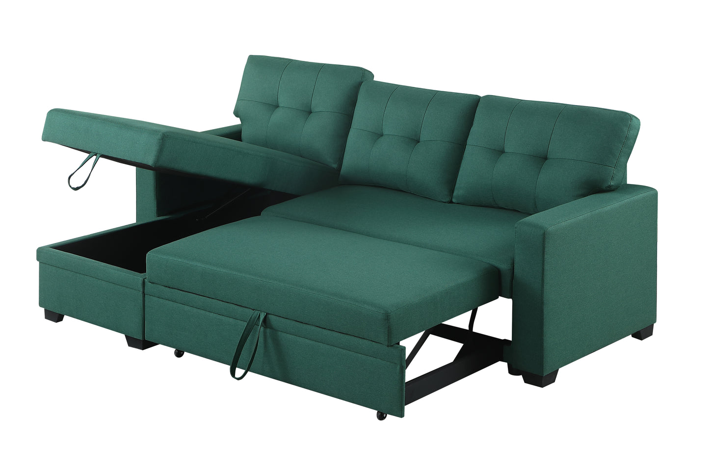 Upholstered Pull out Sectional Sofa with Chaise