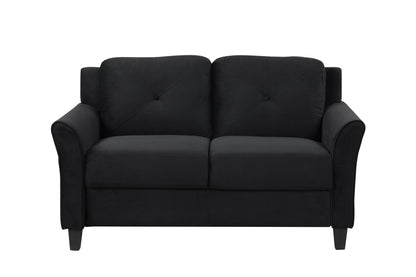 Fashionable living room sofa with double seats, black fabric