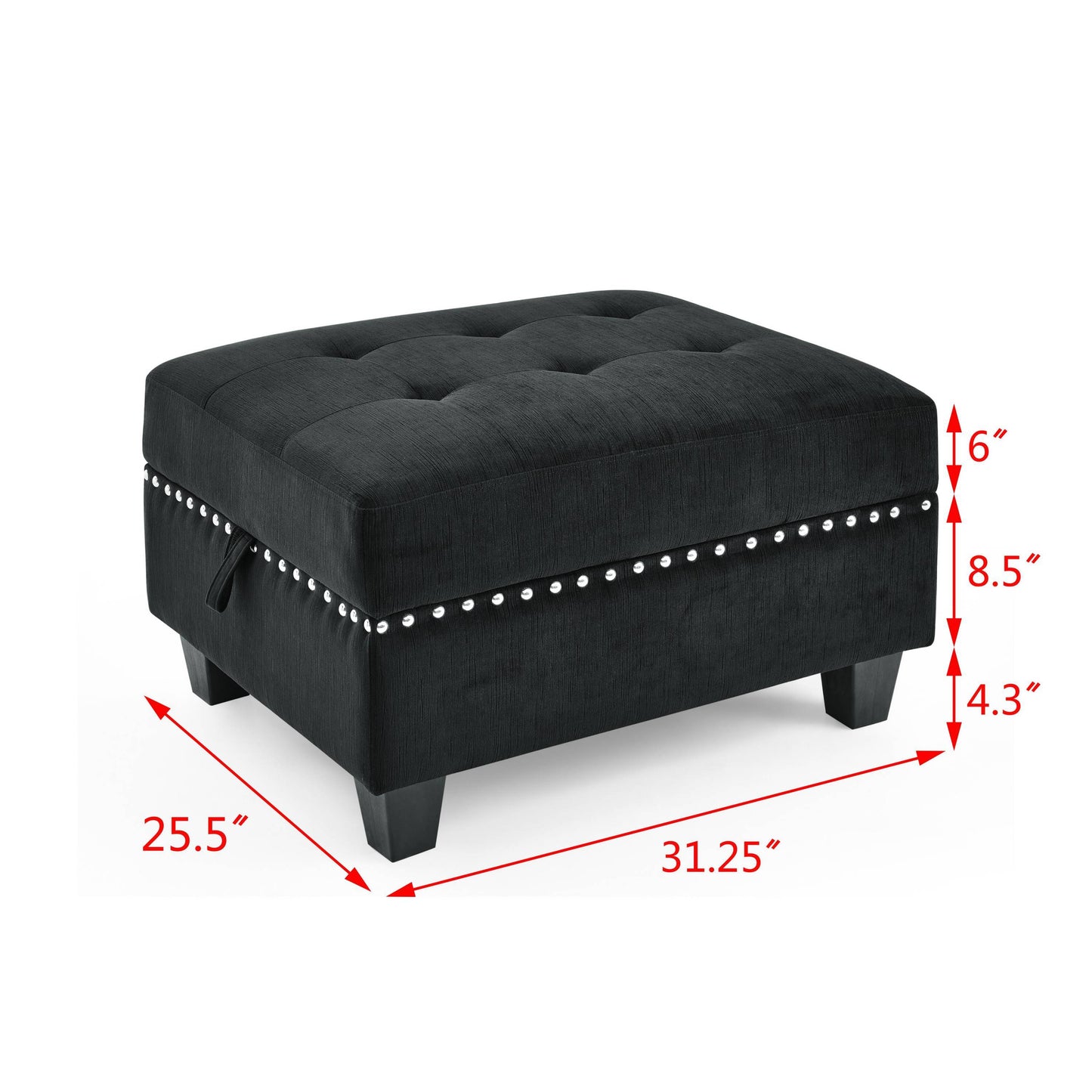 L shape Modular Sectional Sofa,DIY Combination,includes Three Single Chair,Two Corner and Two Ottoman,Black Velvet.