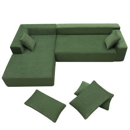 109*68" Modular Sectional Living Room Sofa Set, Modern Minimalist Style Couch, Upholstered Sleeper Sofa for Living Room, Bedroom, Salon, 2 PC Free Combination, L-Shape, Green