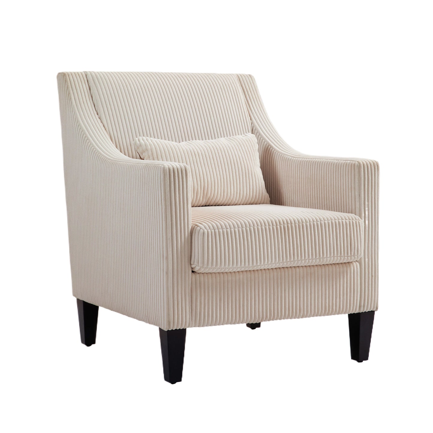 Modern Accent Chair,Upholstered Armchair with Scooped Arms for Bedroom,Apartment,Studio,Office,Waiting Room(Beige Corduroy)