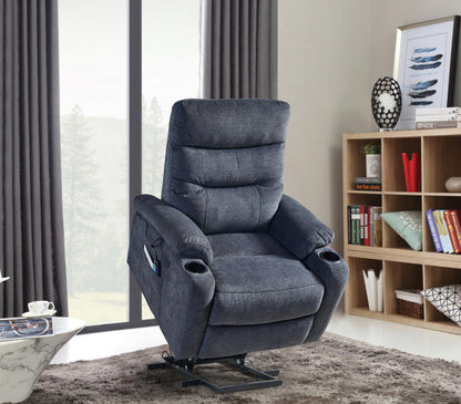 Electric Power Lift Recliner Chair with Massage and Heat for Elderly, 3 Positions, 2 Side Pockets, Cup Holders, USB Charge Ports, High-end Quality Cloth Power Reclining Chair For Living Room.