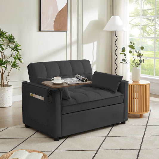 BLACK Velvet Loveseat Sofa Bed