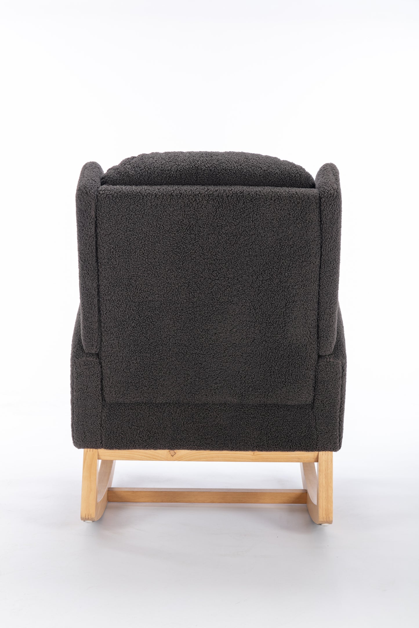 049-Teddy Fabric Rocking Chair With Packet Wood Legs,Dark Gray