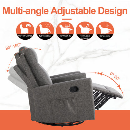 Manual Recliner Chair Winback Single Sofa,Grey