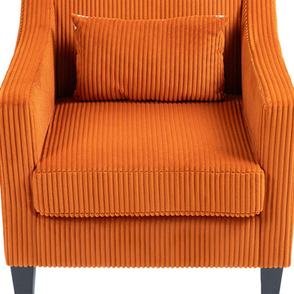 Modern Accent Chair,Upholstered Armchair with Scooped Arms for Bedroom,Apartment,Studio,Office,Waiting Room(Orange Corduroy)