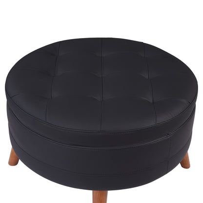 107" Contemporary Sofa Stylish Sofa Couch with a Round Storage Ottoman and Three Removable Pillows for Living Room, Black