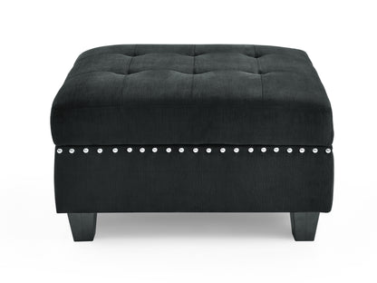 L shape Modular Sectional Sofa,DIY Combination,includes Three Single Chair,Two Corner and Two Ottoman,Black Velvet.