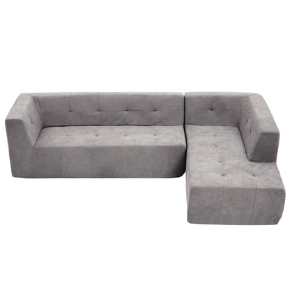 110.2*72.8" Modular Modular Combination Living Room Sofa Set, Modern Minimalist Sofa, Living Room Upholstered Sofa Bed, Bedroom, 2pcs Computer Free Combination, L-Shaped,Light Grey