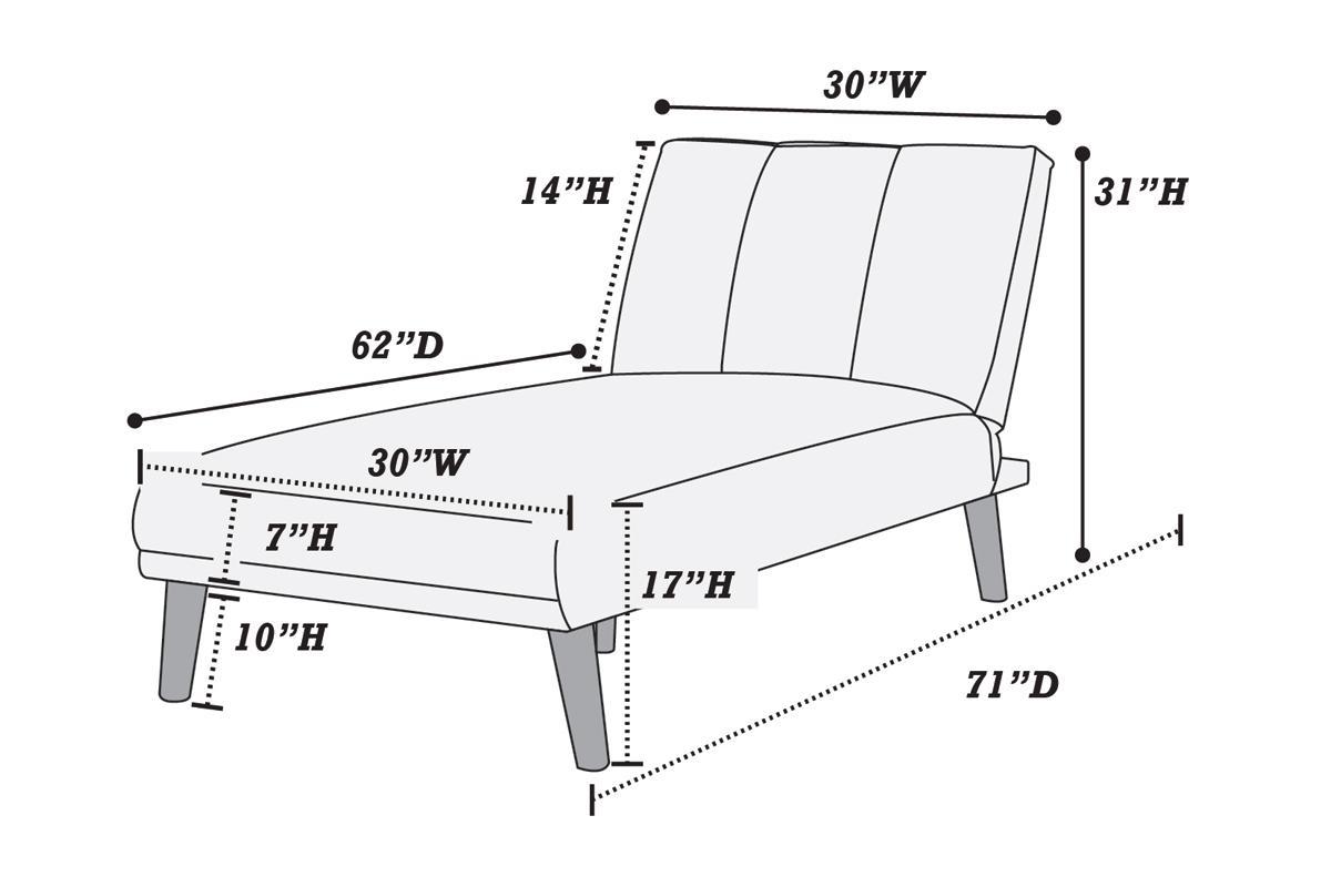 Blue Grey Polyfiber 1pc Adjustable Chaise Bed Living Room Solid wood Legs Plush Couch